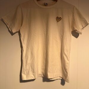 Comme des Garcons PLAY Cream Tee with Heart Emblem